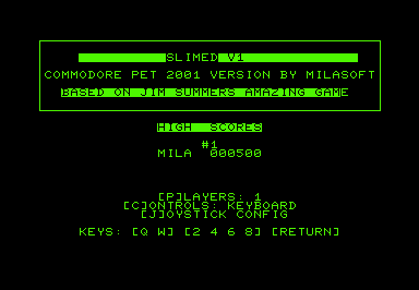 Slimed PET 2001 game for Commodore PET